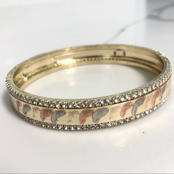 18k Gold Filled Tricolor Dolphin 🐬 Bangle - Picture 2 of 4